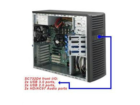 Supermicro Case CSE-732D4-500B SC732D4 Front Audio USB3.0-2.0 500W Black