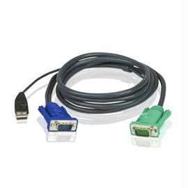 ATEN Cable 2L5205U USB KVM Cable SPHD15 to VGA and USB A