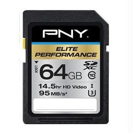 PNY Memory Flash P-SDX64U395-GE 64GB SDHC Cl10 UHS-I-U3 95MBs READ