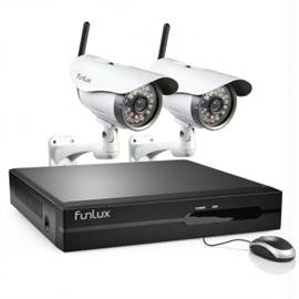 Funlux NVR KS-S42UE-W-1TB 4 Channel 720p NVR 2xOutdoor WiFi IP Camera 1TB HDD Brown Box