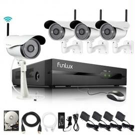 Funlux NVR ZM-KW0008-1TB 4 Channel 720p NVR 4xOutdoor WiFi IP Cameras 1TB HDD