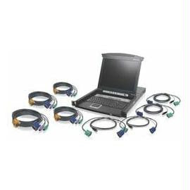 IOGEAR GCL1808KIT 17inch LCD Combo 8Port KVM Switch w-USB-PS-2 KVM Cable