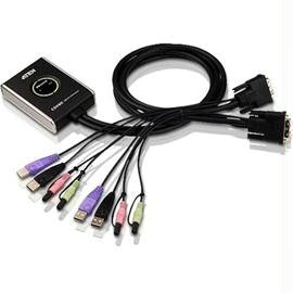ATEN Cable CS682 2Port DVI-USB Cable Built-in KVM with Audio and Video DynaSync