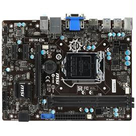 MSI Motherboard H81M-E34 Core i7 H81 LGA1150 16GB DDR3 SATA PCI Express USB VGA-HDMI-DVI microATX
