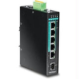 TRENDnet Network TI-PG541 5Port Hardened Industrial Gigabit PoE+ DIN-Rail Switch