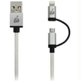 IOGEAR Cable GUML01-SIL 3.3ft (1m) DuoLinq 2-in-1 Charge & Sync Cable Silver