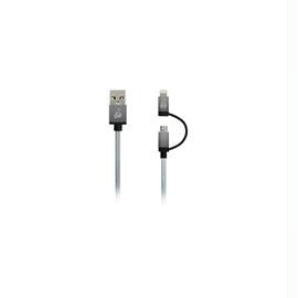 IOGEAR Cable GUML01-SG 3.3ft(1m) DuoLinq 2-in-1 Charge and Sync Cable Space Gray