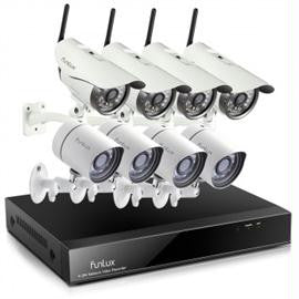 Funlux Surveillance KS-S88TUA-WS-1TB 8 Channel 720p NVR 4xOutdoor WiFi 4xsPoE IP Camera 1TB HDD Brown Box