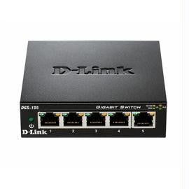 D-Link Switch DGS-105 5-Port Gigabit QoS Switch Metal Chassis Jumbo Frames